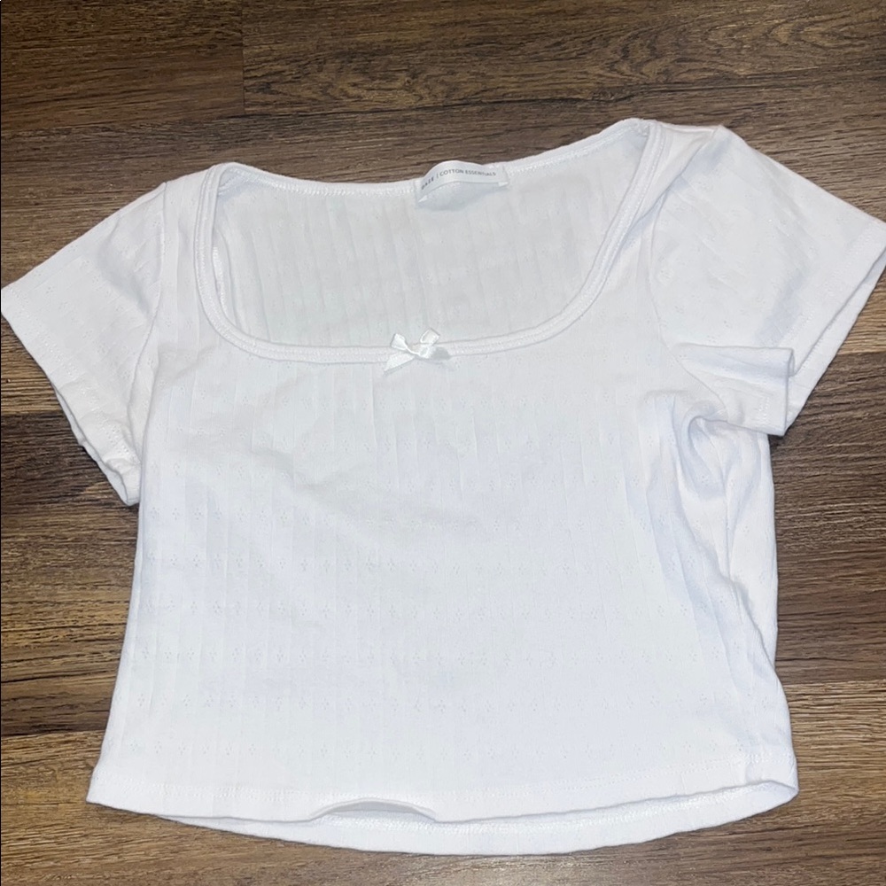 Gaze White Crop Tie Front T-Shirt